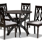 Baxton Studio Mona Modern and Contemporary Grey Fabric Upholstered and Dark Brown Finished Wood 5-Piece Dining Set