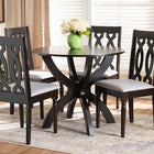Baxton Studio Mona Modern and Contemporary Grey Fabric Upholstered and Dark Brown Finished Wood 5-Piece Dining Set