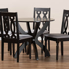 Baxton Studio Mona Modern and Contemporary Grey Fabric Upholstered and Dark Brown Finished Wood 5-Piece Dining Set