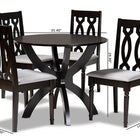 Baxton Studio Mona Modern and Contemporary Grey Fabric Upholstered and Dark Brown Finished Wood 5-Piece Dining Set