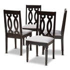 Baxton Studio Cherese Modern and Contemporary Grey Fabric Upholstered Espresso Brown Finished Wood Dining Chair Set of 4