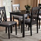 Baxton Studio Cherese Modern and Contemporary Grey Fabric Upholstered Espresso Brown Finished 5-Piece Wood Dining Set