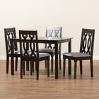 Baxton Studio Cherese Modern and Contemporary Grey Fabric Upholstered Espresso Brown Finished 5-Piece Wood Dining Set