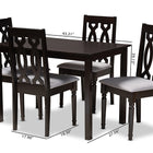 Baxton Studio Cherese Modern and Contemporary Grey Fabric Upholstered Espresso Brown Finished 5-Piece Wood Dining Set