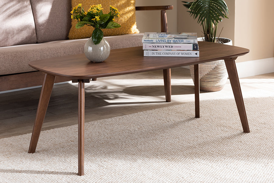 Baxton Studio Dahlia Mid-Century Modern Walnut Finished Coffee Table