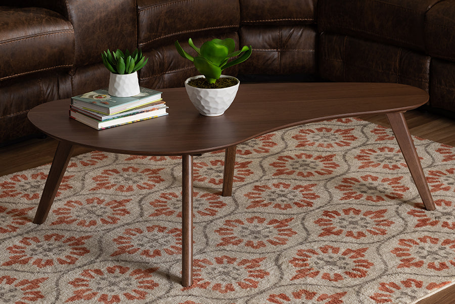 Baxton Studio Scarlette Mid-Century Modern Walnut Finished Coffee Table
