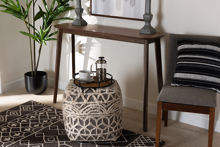Baxton Studio Wendy Mid-Century Modern Walnut Finished Wood Console Table 