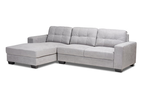 Baxton Studio Langley Modern and Contemporary Light Grey Fabric Upholstered Sectional Sofa with Left Facing Chaise