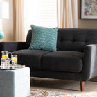 Baxton Studio Allister Mid-Century Modern Dark Grey Fabric Upholstered Loveseat