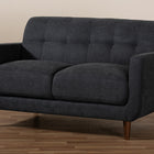 Baxton Studio Allister Mid-Century Modern Dark Grey Fabric Upholstered Loveseat