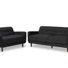 Baxton Studio Allister Mid-Century Modern Dark Grey Fabric Upholstered 2-Piece Living Room Set