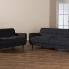 Baxton Studio Allister Mid-Century Modern Dark Grey Fabric Upholstered 2-Piece Living Room Set