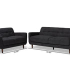 Baxton Studio Allister Mid-Century Modern Dark Grey Fabric Upholstered 2-Piece Living Room Set