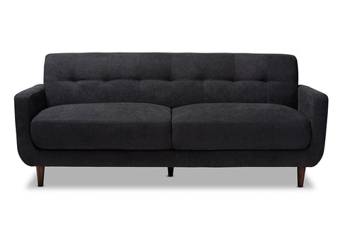 Baxton Studio Allister Mid-Century Modern Dark Grey Fabric Upholstered Sofa