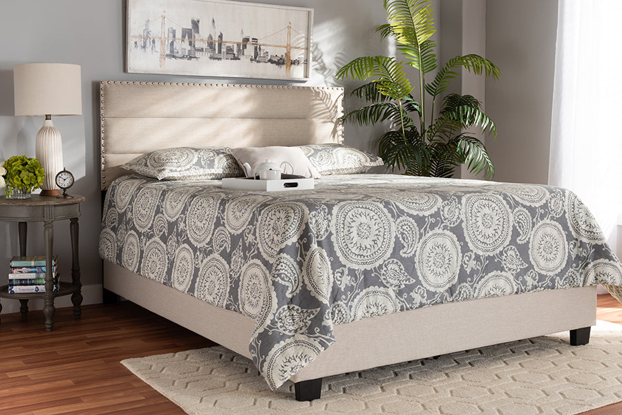 Baxton Studio Ansa Modern and Contemporary Beige Fabric Upholstered Full Size Bed