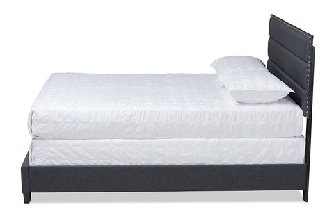 Baxton Studio Ansa Modern and Contemporary Dark Grey Fabric Upholstered King Size Bed