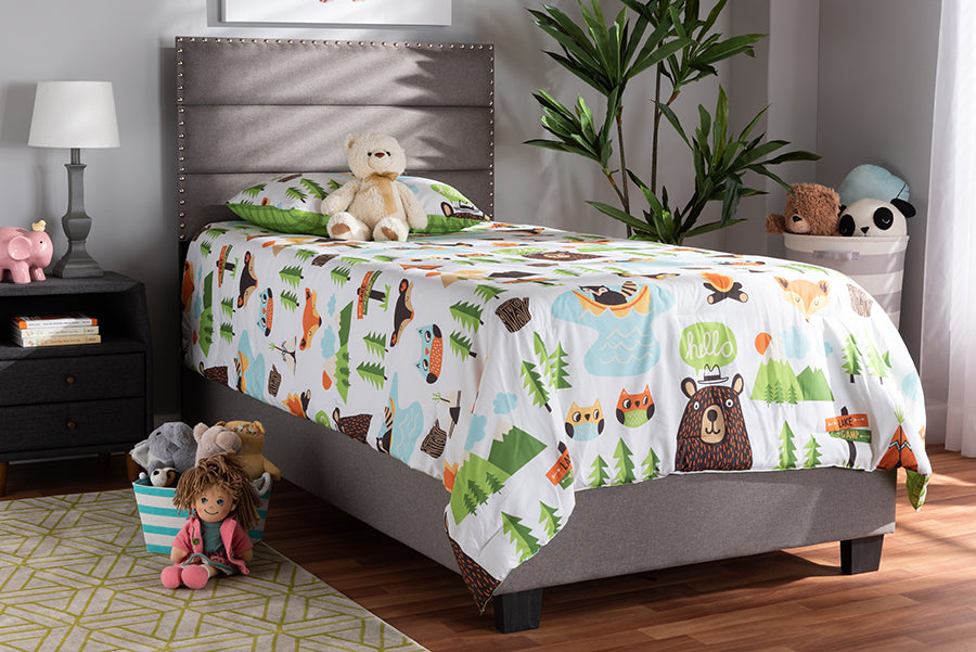 Baxton Studio Ansa Modern and Contemporary Grey Fabric Upholstered Twin Size Bed