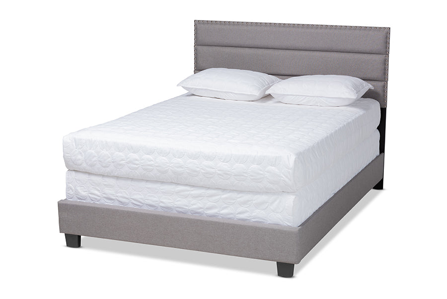 Baxton Studio Ansa Modern and Contemporary Grey Fabric Upholstered Queen Size Bed