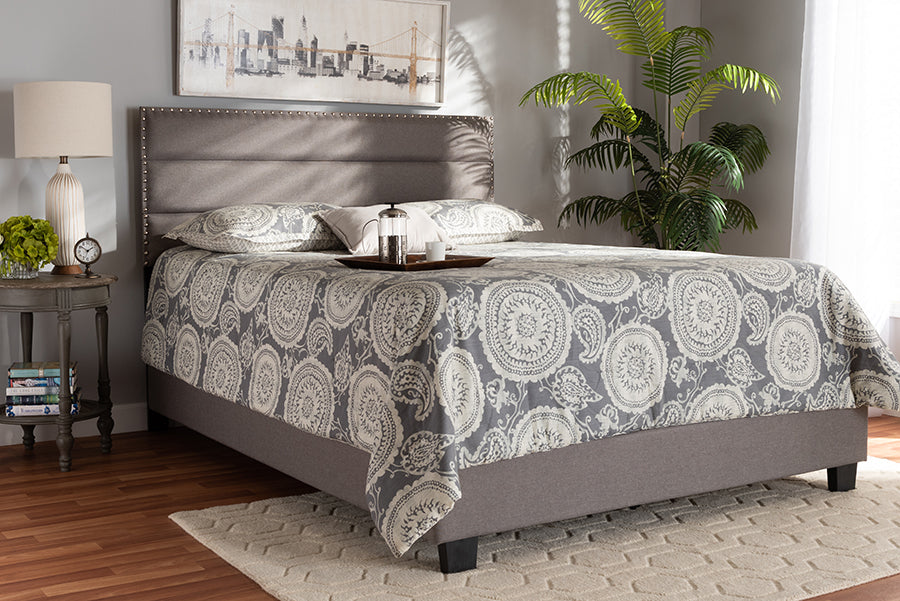 Baxton Studio Ansa Modern and Contemporary Grey Fabric Upholstered Queen Size Bed
