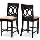 Baxton Studio Verina Modern and Contemporary Sand Fabric Upholstered Espresso Brown Finished 2-Piece Wood Counter Stool Set of 4