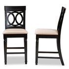 Baxton Studio Verina Modern and Contemporary Sand Fabric Upholstered Espresso Brown Finished 2-Piece Wood Counter Stool Set of 4