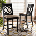 Baxton Studio Verina Modern and Contemporary Sand Fabric Upholstered Espresso Brown Finished 2-Piece Wood Counter Stool Set of 4
