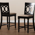 Baxton Studio Verina Modern and Contemporary Sand Fabric Upholstered Espresso Brown Finished 2-Piece Wood Counter Stool Set of 4