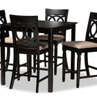 Baxton Studio Verina Modern and Contemporary Sand Fabric Upholstered Espresso Brown Finished 5-Piece Wood Pub Set