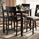 Baxton Studio Verina Modern and Contemporary Sand Fabric Upholstered Espresso Brown Finished 5-Piece Wood Pub Set