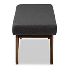Baxton Studio Rika Mid-Century Modern Dark Grey Fabric Upholstered Walnut Brown Finished Boomerang Bench