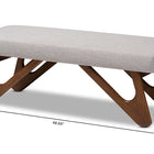 Baxton Studio Rika Mid-Century Modern Greyish Beige Fabric Upholstered Walnut Brown Finished Boomerang Bench