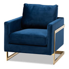Baxton Studio Matteo Glam and Luxe Royal Blue Velvet Fabric Upholstered Gold Finished Armchair