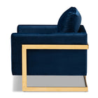Baxton Studio Matteo Glam and Luxe Royal Blue Velvet Fabric Upholstered Gold Finished Armchair