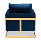 Baxton Studio Matteo Glam and Luxe Royal Blue Velvet Fabric Upholstered Gold Finished Armchair