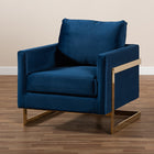 Baxton Studio Matteo Glam and Luxe Royal Blue Velvet Fabric Upholstered Gold Finished Armchair