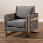 Baxton Studio Matteo Glam and Luxe Grey Velvet Fabric Upholstered Gold Finished Armchair