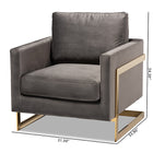 Baxton Studio Matteo Glam and Luxe Grey Velvet Fabric Upholstered Gold Finished Armchair