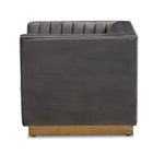 Baxton Studio Aveline Glam and Luxe Grey Velvet Fabric Upholstered Brushed Gold Finished Armchair