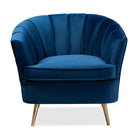 Baxton Studio Emeline Glam and Luxe Navy Blue Velvet Fabric Upholstered Brushed Gold Finished Accent Chair