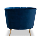 Baxton Studio Emeline Glam and Luxe Navy Blue Velvet Fabric Upholstered Brushed Gold Finished Accent Chair