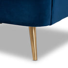 Baxton Studio Emeline Glam and Luxe Navy Blue Velvet Fabric Upholstered Brushed Gold Finished Accent Chair