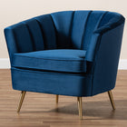 Baxton Studio Emeline Glam and Luxe Navy Blue Velvet Fabric Upholstered Brushed Gold Finished Accent Chair