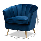 Baxton Studio Emeline Glam and Luxe Navy Blue Velvet Fabric Upholstered Brushed Gold Finished Accent Chair