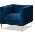 Baxton Studio Seraphin Glam and Luxe Navy Blue Velvet Fabric Upholstered Gold Finished Armchair