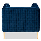 Baxton Studio Seraphin Glam and Luxe Navy Blue Velvet Fabric Upholstered Gold Finished Armchair