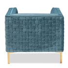 Baxton Studio Seraphin Glam and Luxe Light Blue Velvet Fabric Upholstered Gold Finished Armchair