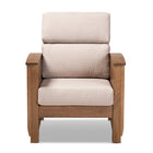 Baxton Studio Charlotte Modern Classic Mission Style Taupe Fabric Upholstered Walnut Brown Finished Wood 1-Seater Lounge Chair