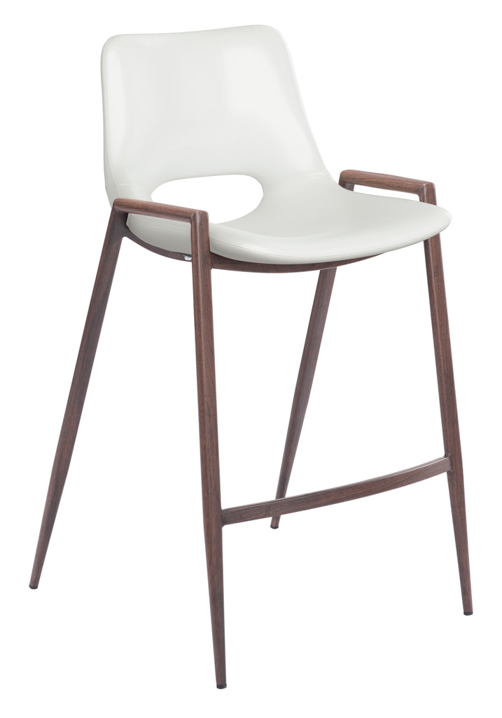 Zuo Desi Counter Stool (Set of 2) White & Walnut