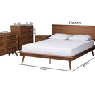 Baxton Studio Melora Mid-Century Modern Walnut Brown Finished Wood and Rattan Queen Size 5-Piece Bedroom Set