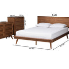 Baxton Studio Melora Mid-Century Modern Walnut Brown Finished Wood and Rattan Full Size 4-Piece Bedroom Set